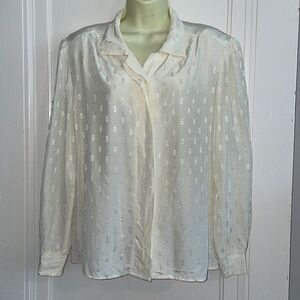 Vtg 80s Norton McNaughton cream colored blouse‎
